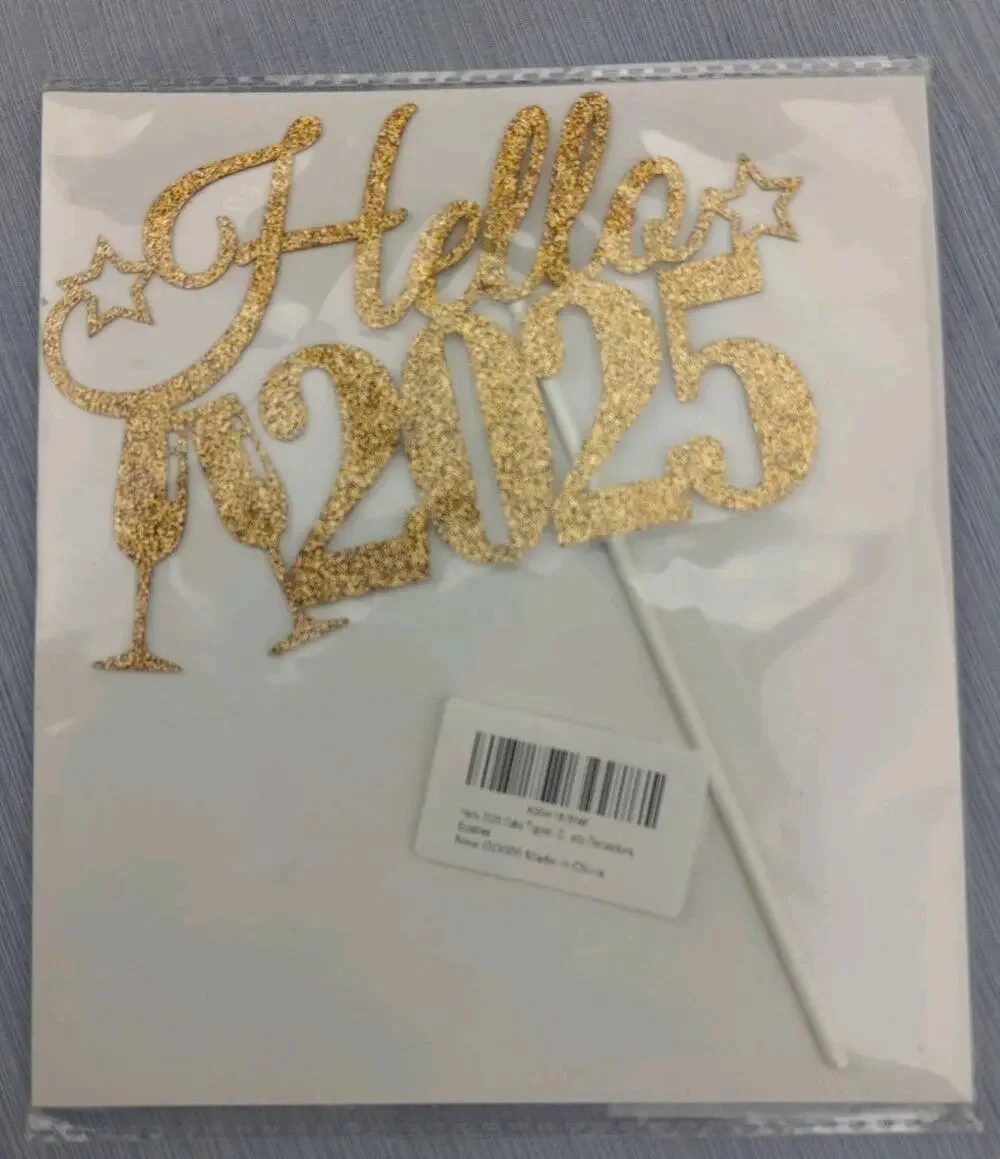 Hello 2025 Cake Topper. Arty Decorations